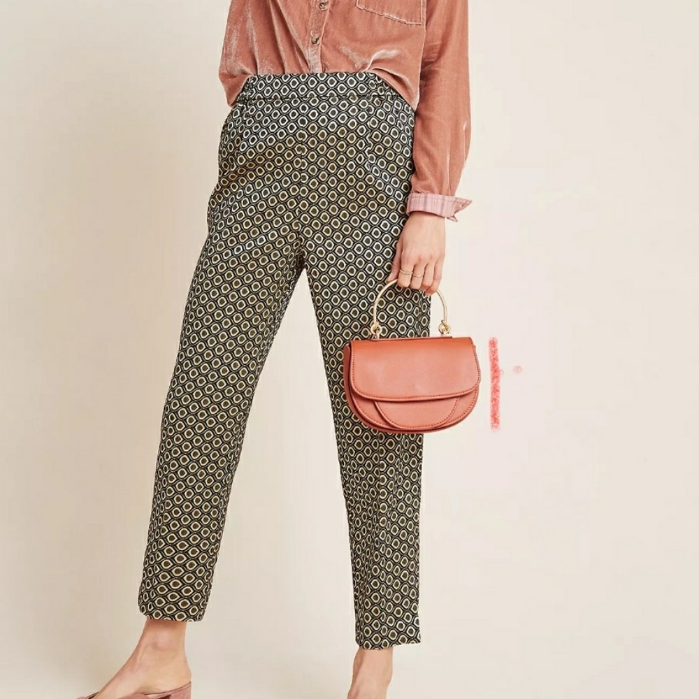 Anthropologie Larkin Jacquard Tapered Trousers